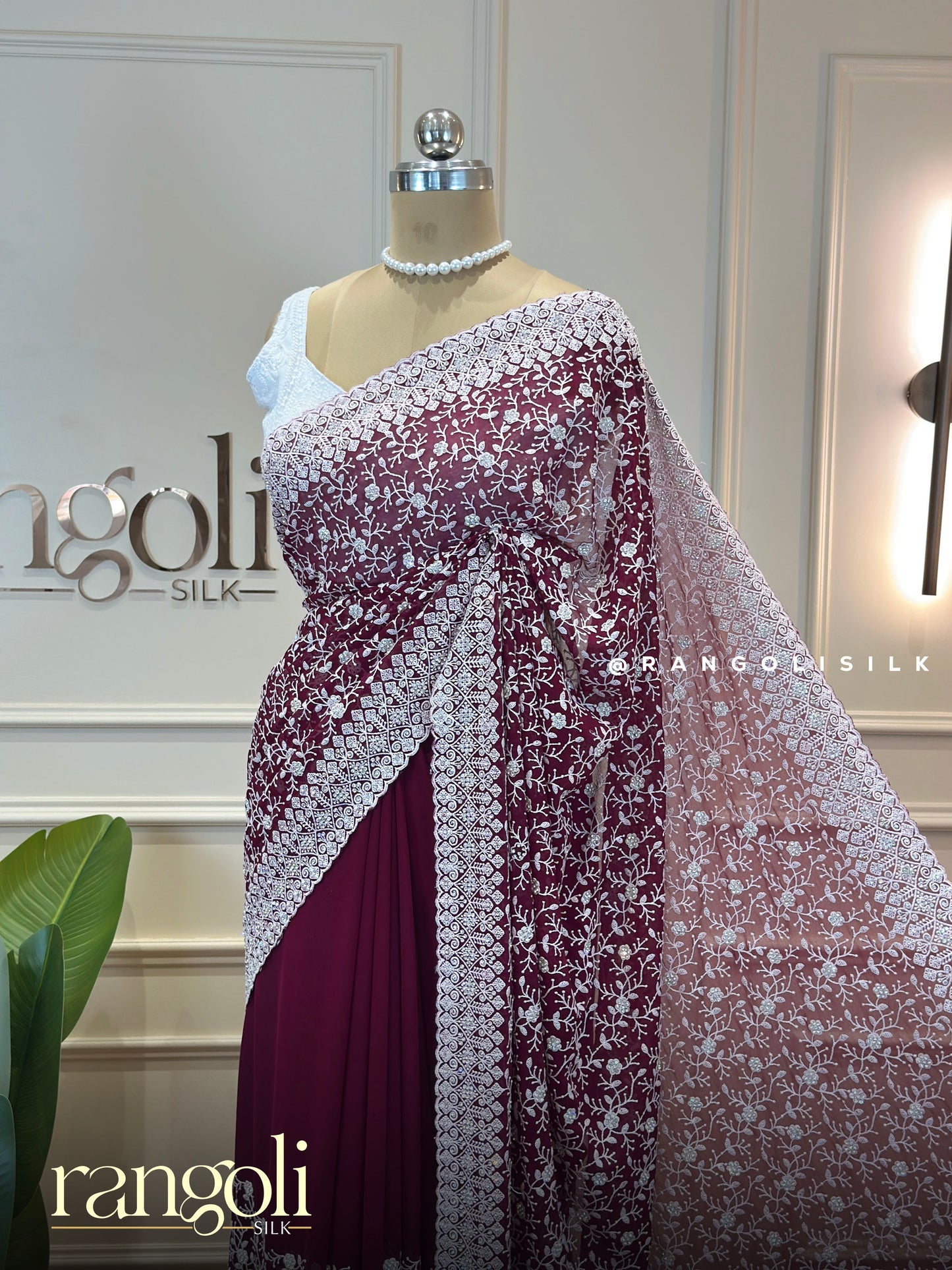 Elegant Designer Saree with Floral Vine Embroidery - Post 899