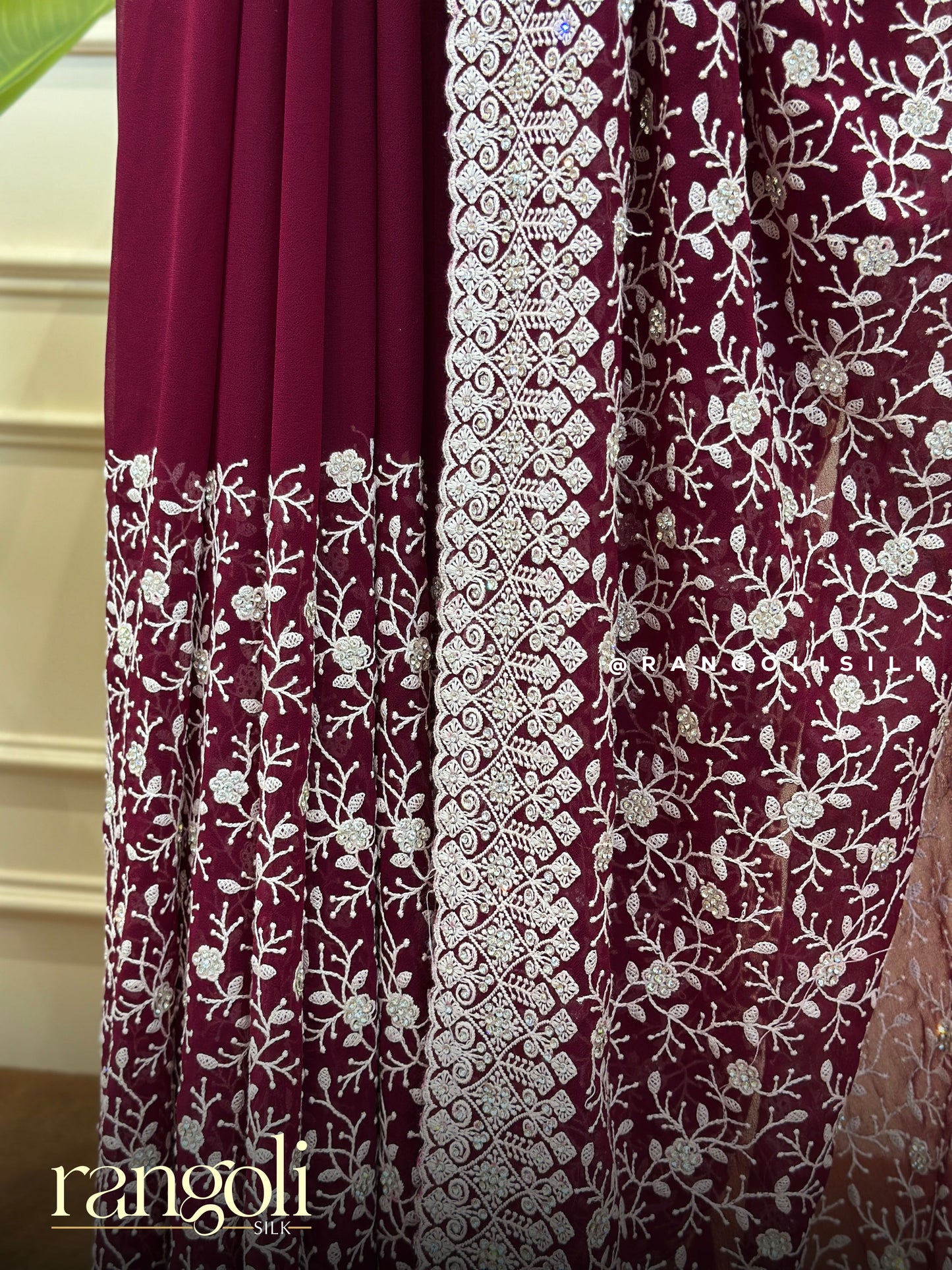 Elegant Designer Saree with Floral Vine Embroidery - Post 899