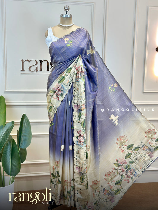 Organza Designer Saree with Floral Border & Elegant Pallu - Post 780