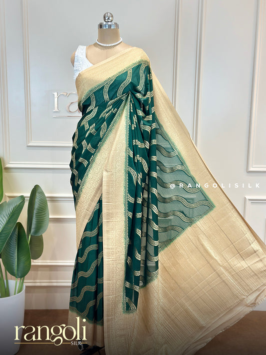 Banarasi Chiffon Georgette Saree with Zari Woven Border - Post 773