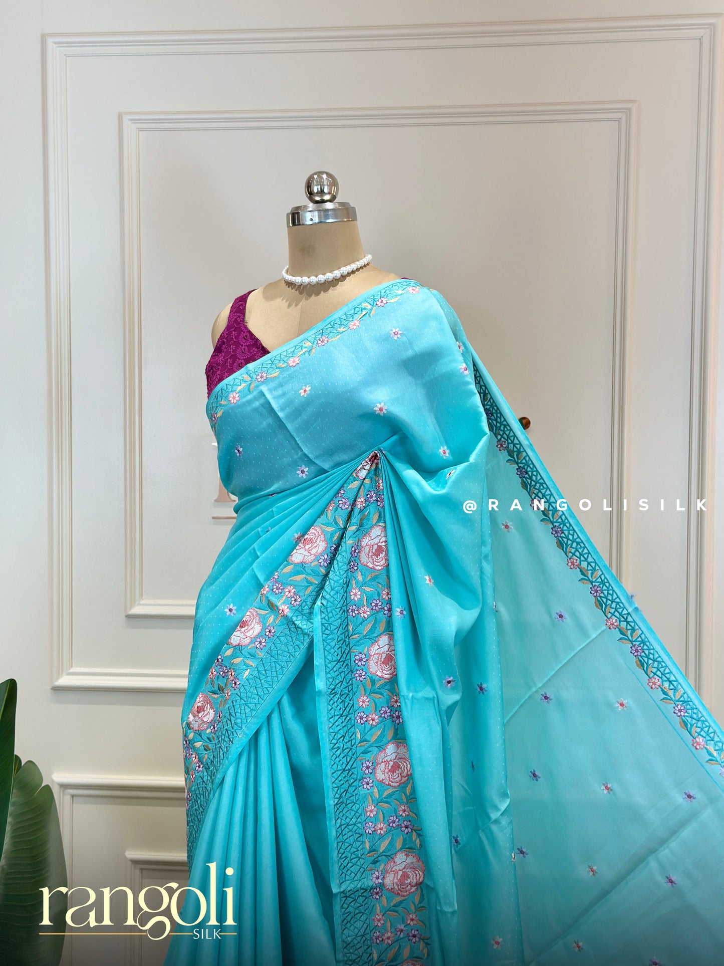 Soft Elegance Cotton Silk Saree – Pastel Shades with Intricate Floral Embroidery - Post 599