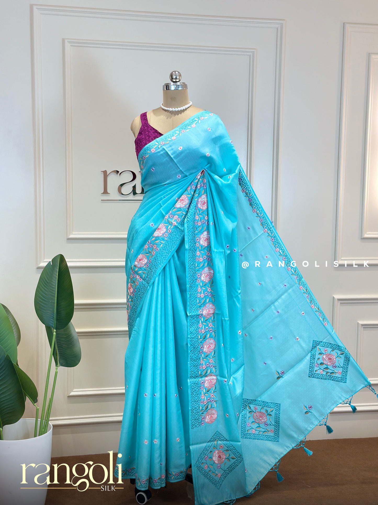 Soft Elegance Cotton Silk Saree – Pastel Shades with Intricate Floral Embroidery - Post 599