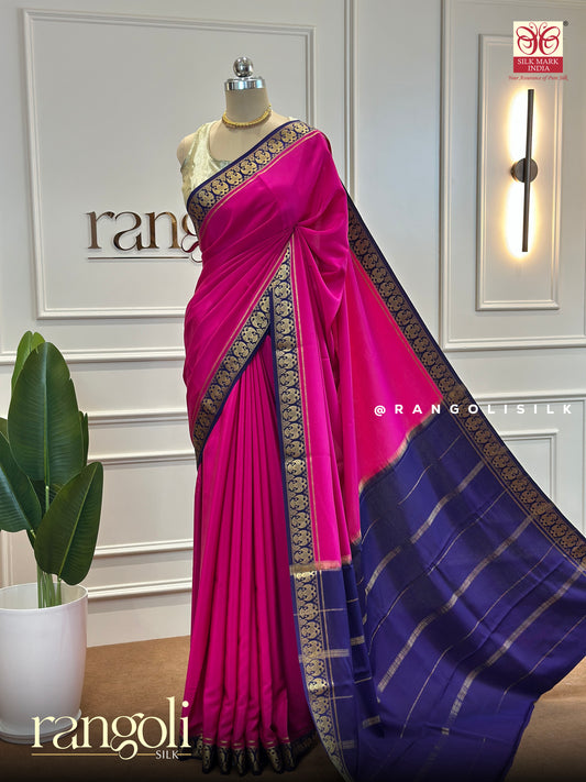 Pure Crepe Silk Saree in Vibrant Shades with Contrast Detailing - Post 483