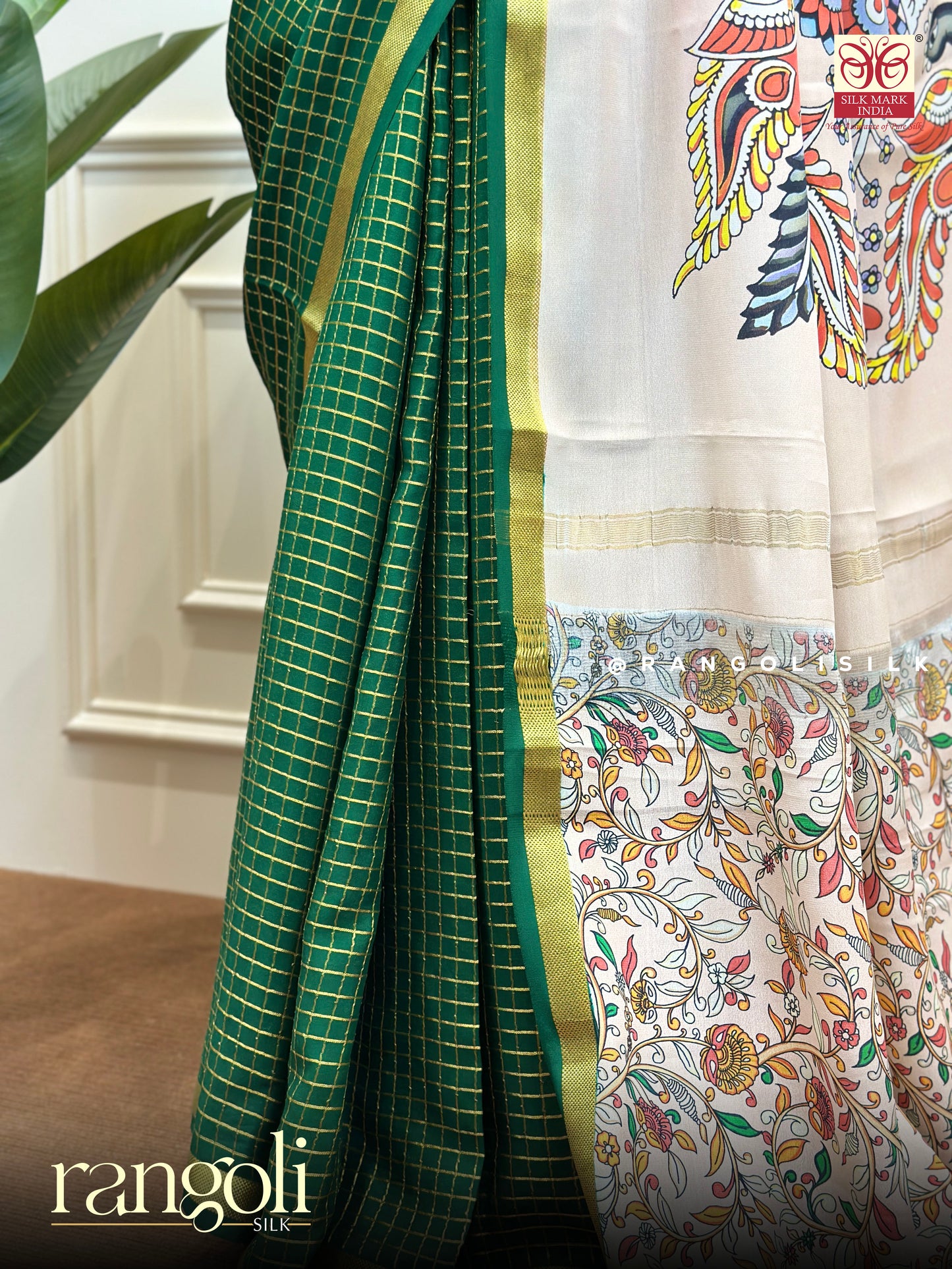 Pure Mysore Crepe Silk Saree with Kalamkari Printed Pallu and Blouse - Post 770