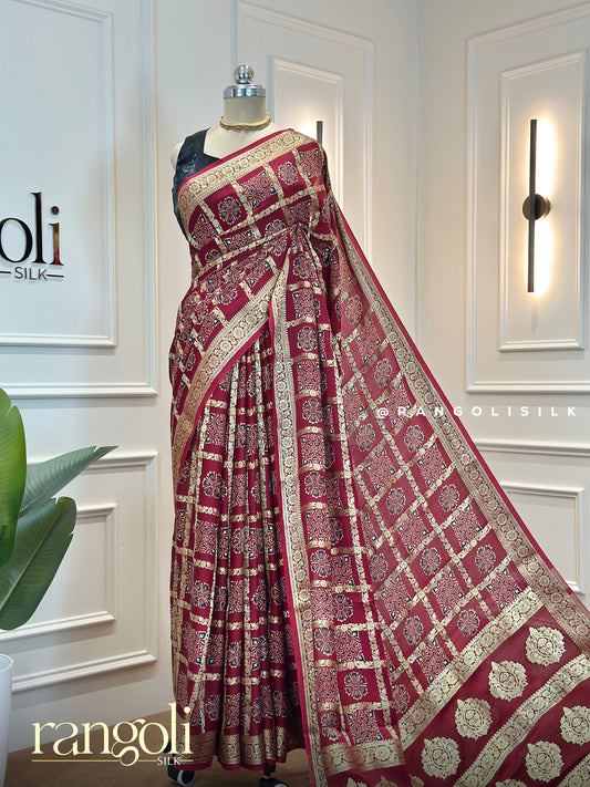 Ajrakh Silk Saree – Elegant Heritage Print with Timeless Luxury - Post 598
