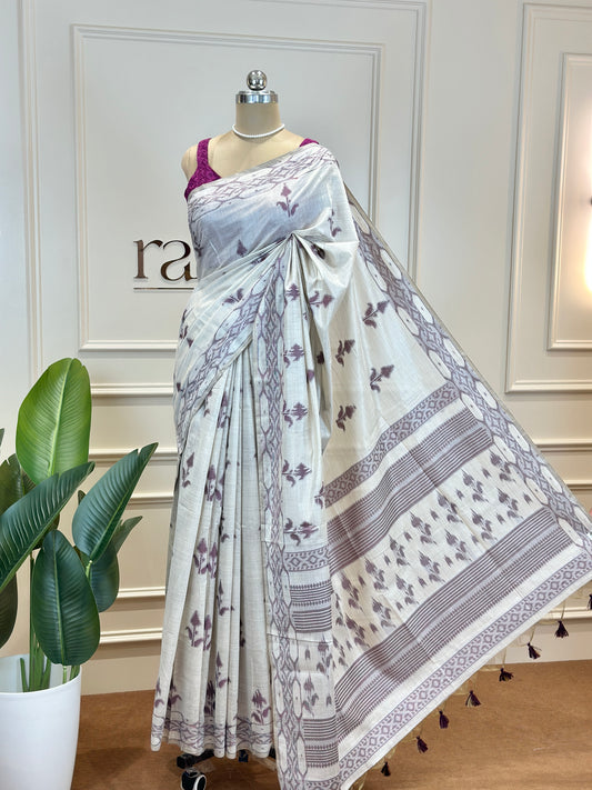 Soft Cotton Saree with Elegant Border and Tassel Pallu - Post 772