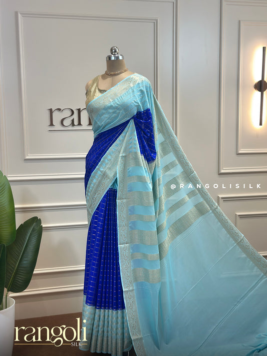 Semi Mysore Silk Saree in Stunning Solid Shade - Post 485