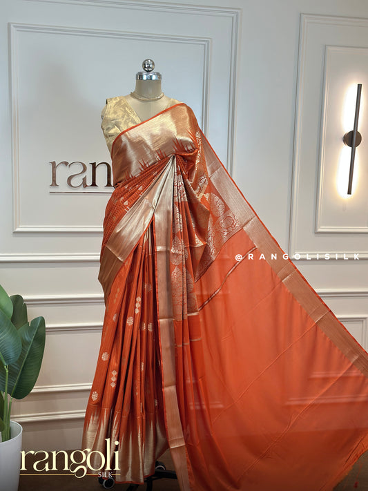 Semi Mysore Silk Saree with Traditional Woven Motifs - Post 721