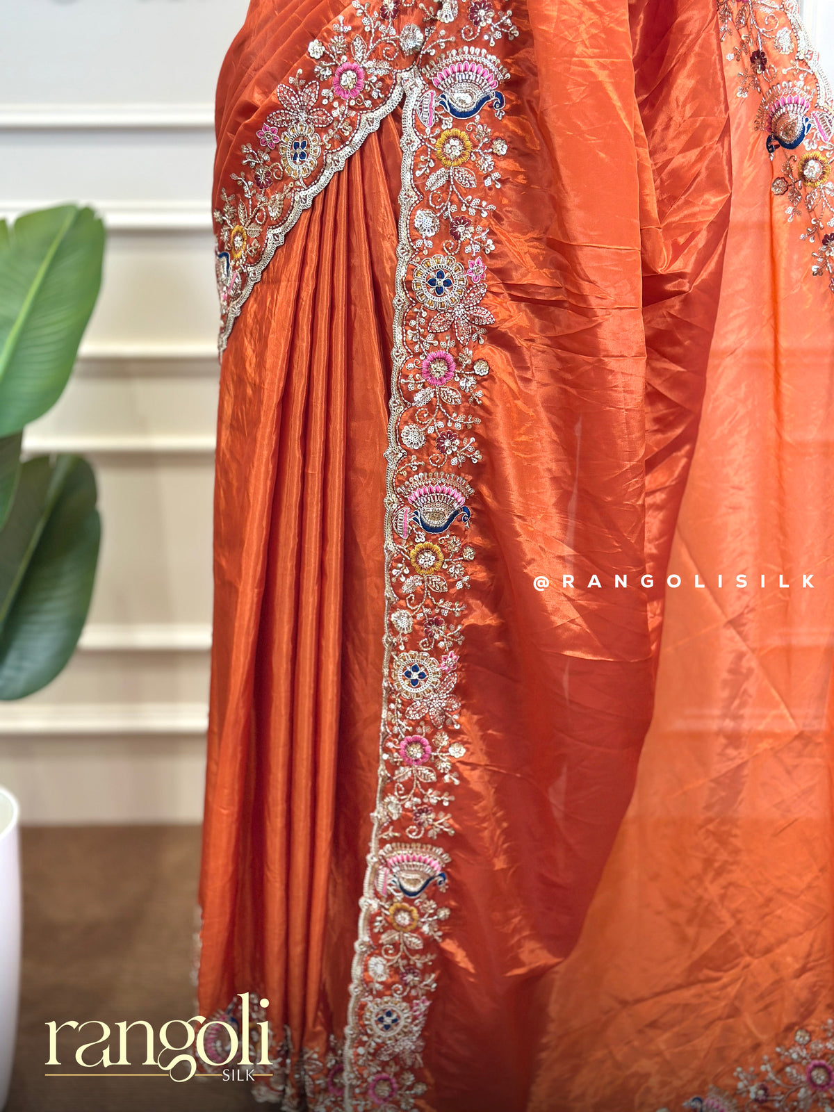 Designer Sarees with Embroidered Scalloped Cutwork Border - Post 1015