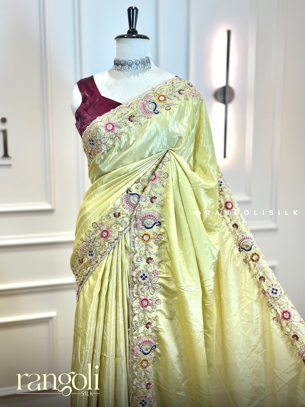 Designer Sarees with Embroidered Scalloped Cutwork Border - Post 1015