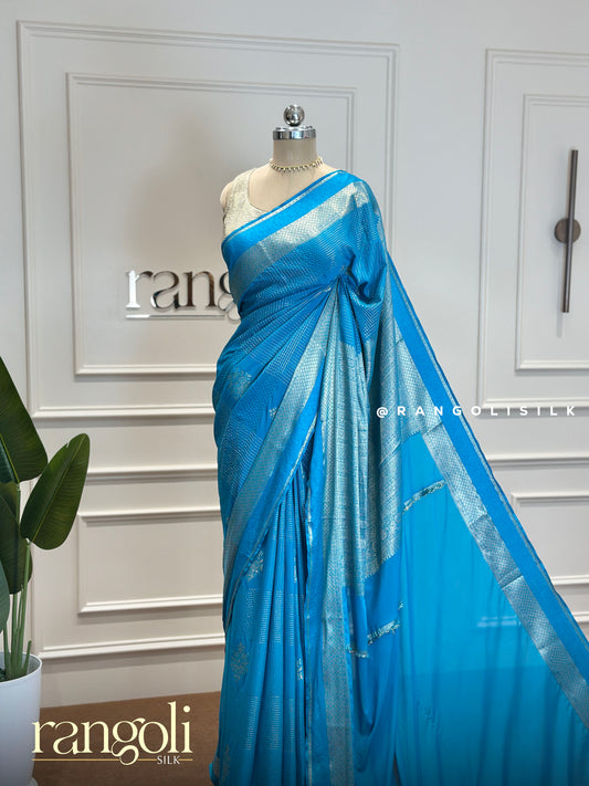 Semi Mysore Silk Saree with Minimal Zari and Rich Pallu - Post 391