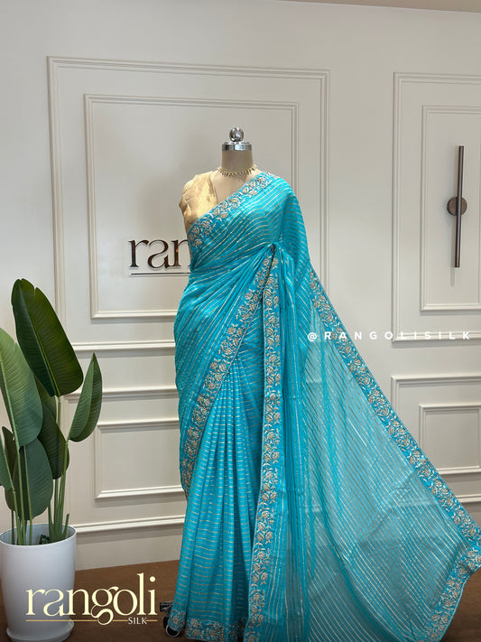 Designer Saree with Stone Work Border - Post 390