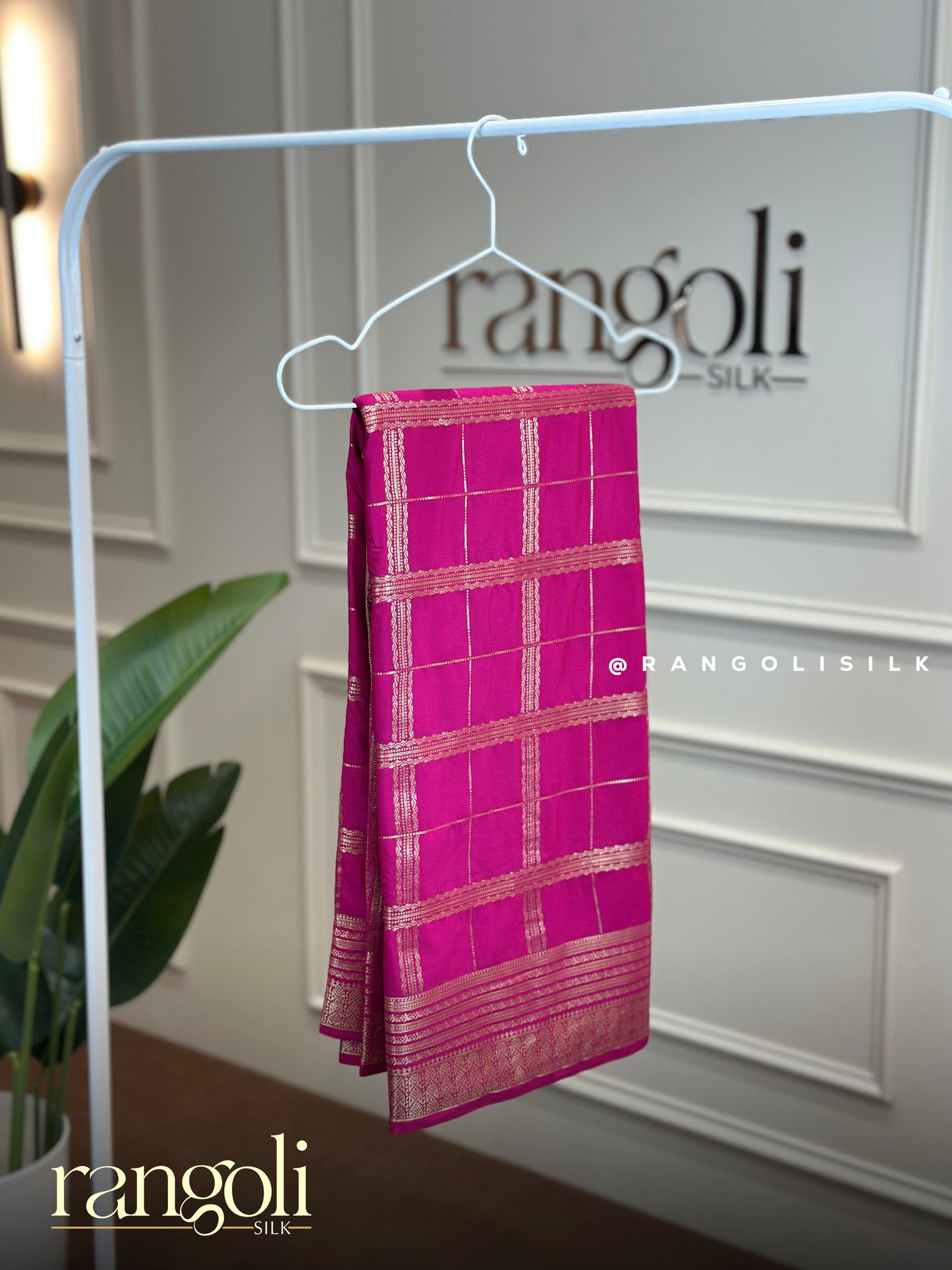 Semi Mysore Silk Saree with Traditional Checks Pattern - Post 893