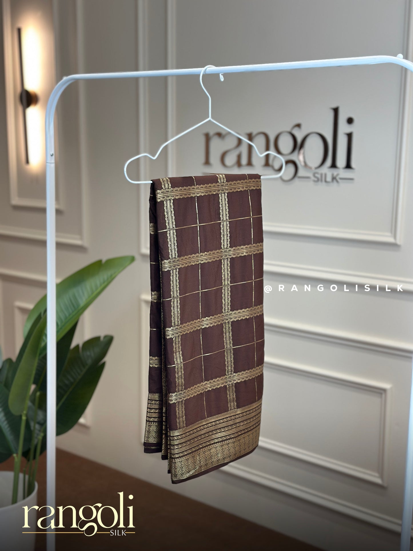 Semi Mysore Silk Saree with Traditional Checks Pattern - Post 893