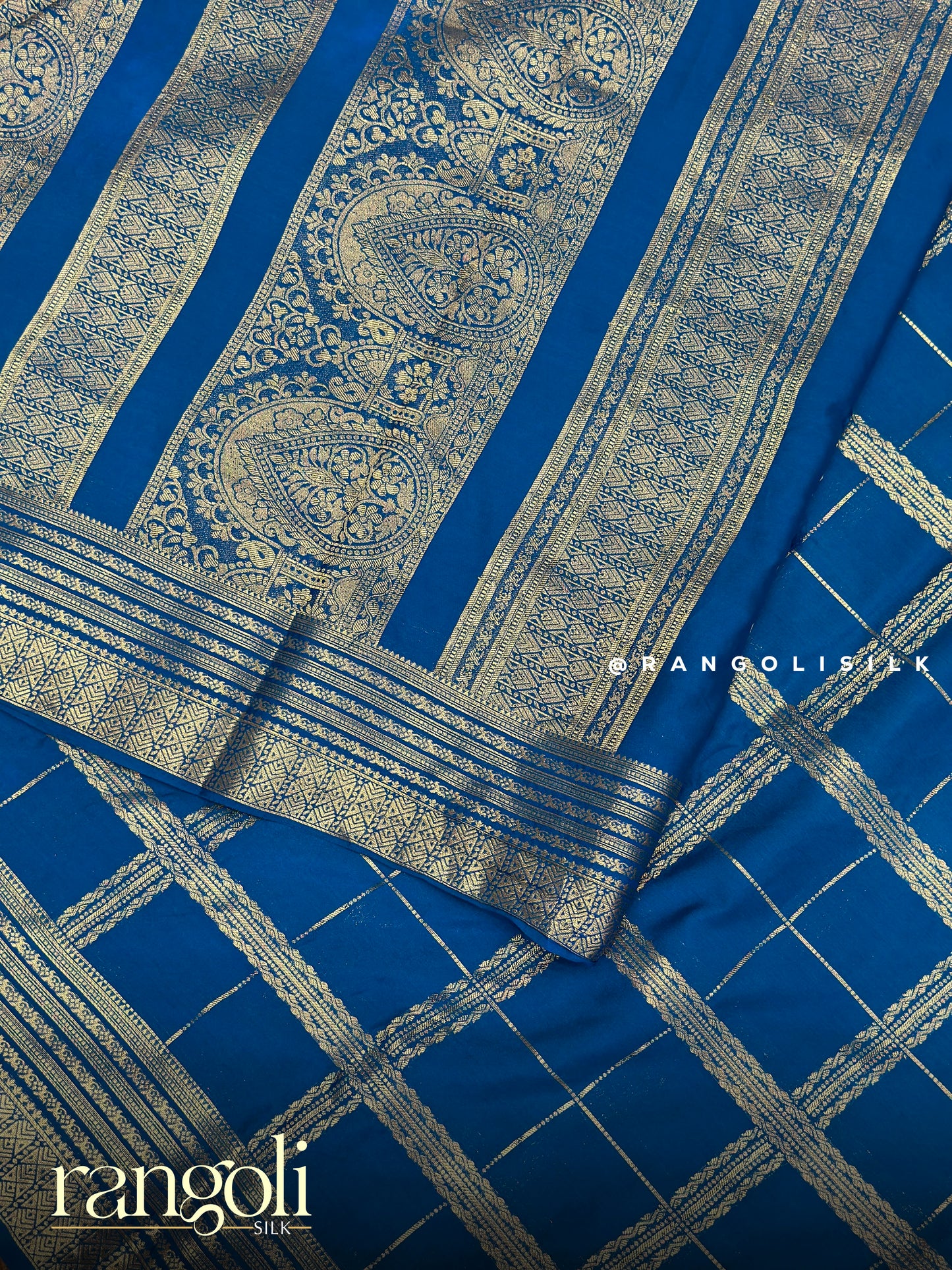 Semi Mysore Silk Saree with Traditional Checks Pattern - Post 893