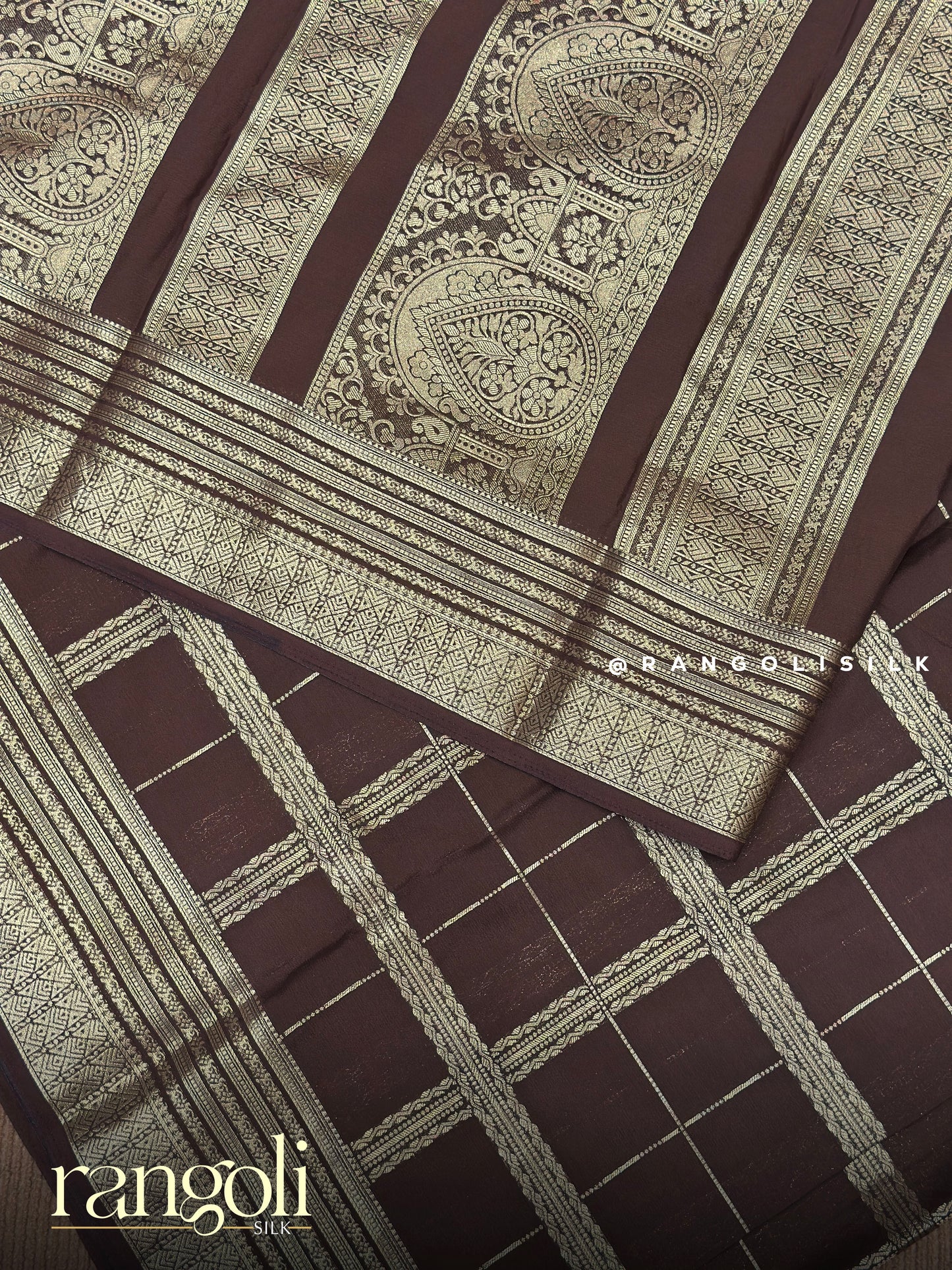 Semi Mysore Silk Saree with Traditional Checks Pattern - Post 893
