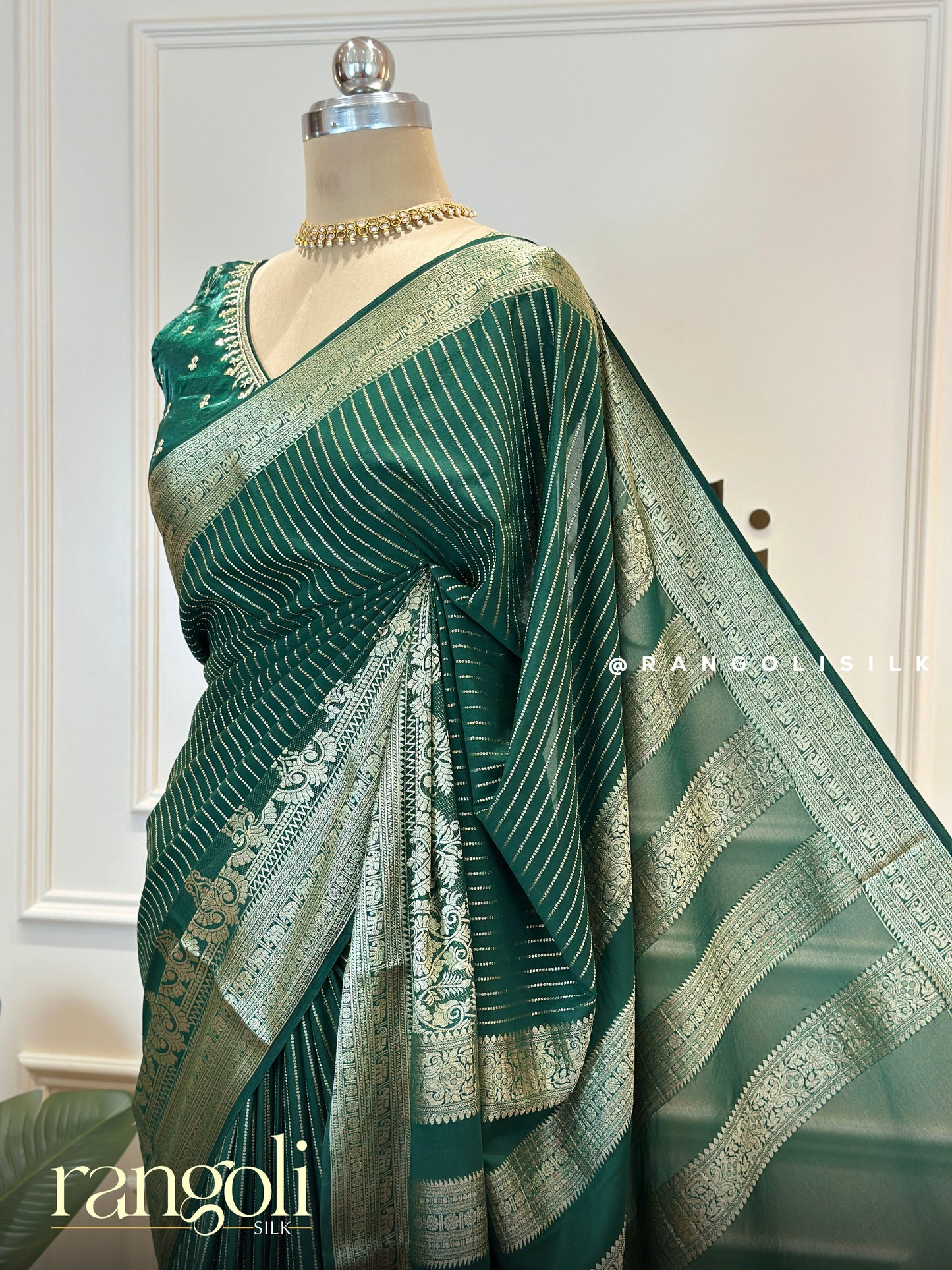 Elegant Semi Mysore Silk Saree - Luxurious Crepe Fabric with Rich Zari Border & Intricate Designs - Post 611