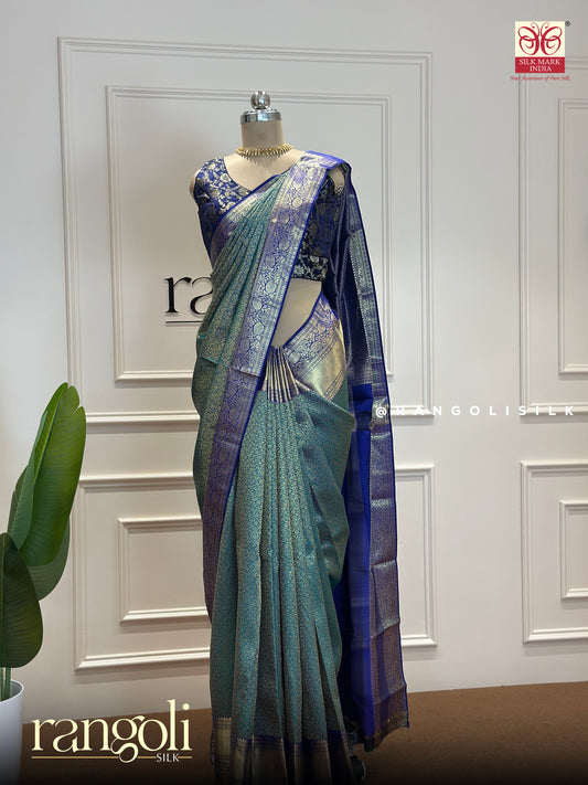 Pure Kanjivaram Silk Saree with Rich Zari Pallu and Intricate Weaving - Post 404