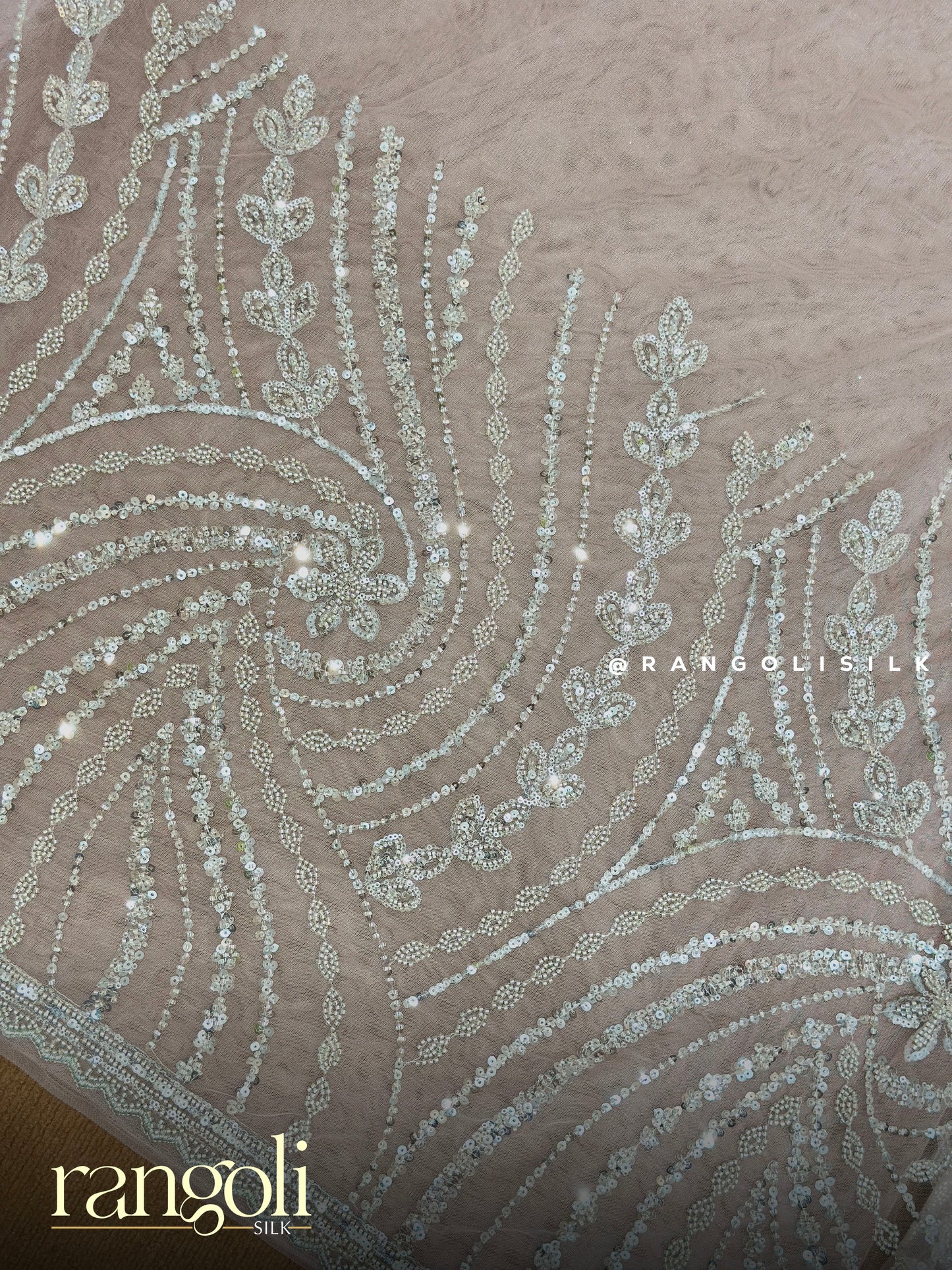 Blush Pink Designer Net Saree with Sequin Cutwork Embroidery - Post 914