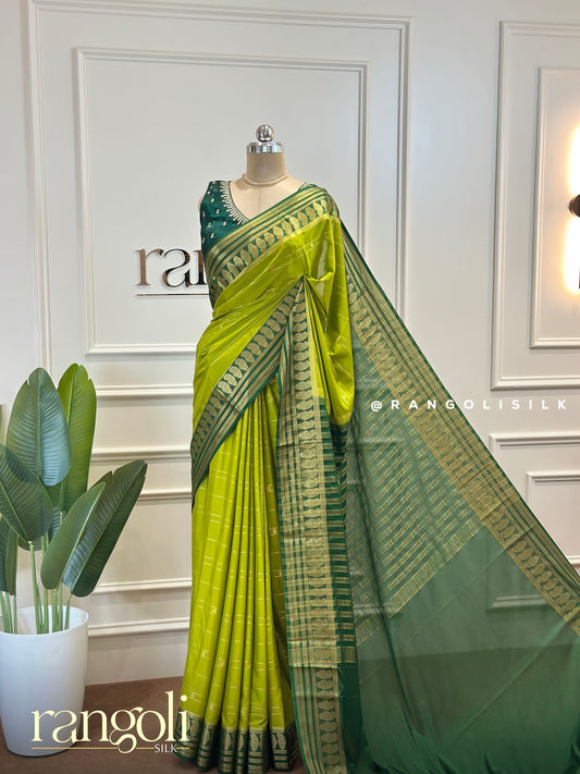 Semi Mysore Silk Saree with Rich Contrast Borders - Post 489