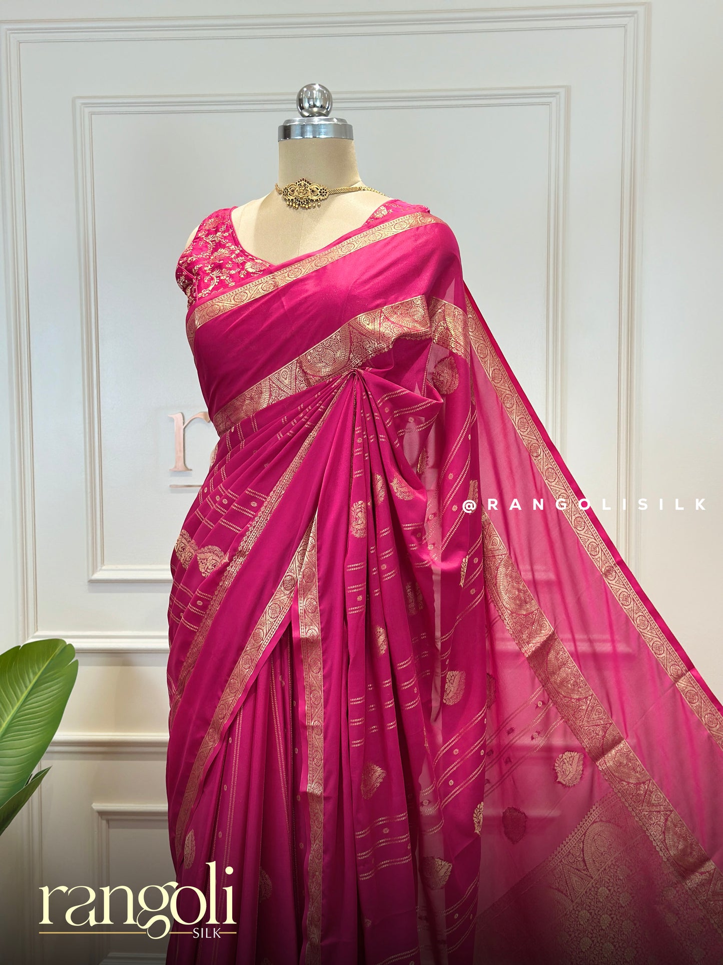Semi Mysore Silk Saree with Bentex Zari Border - Post 895