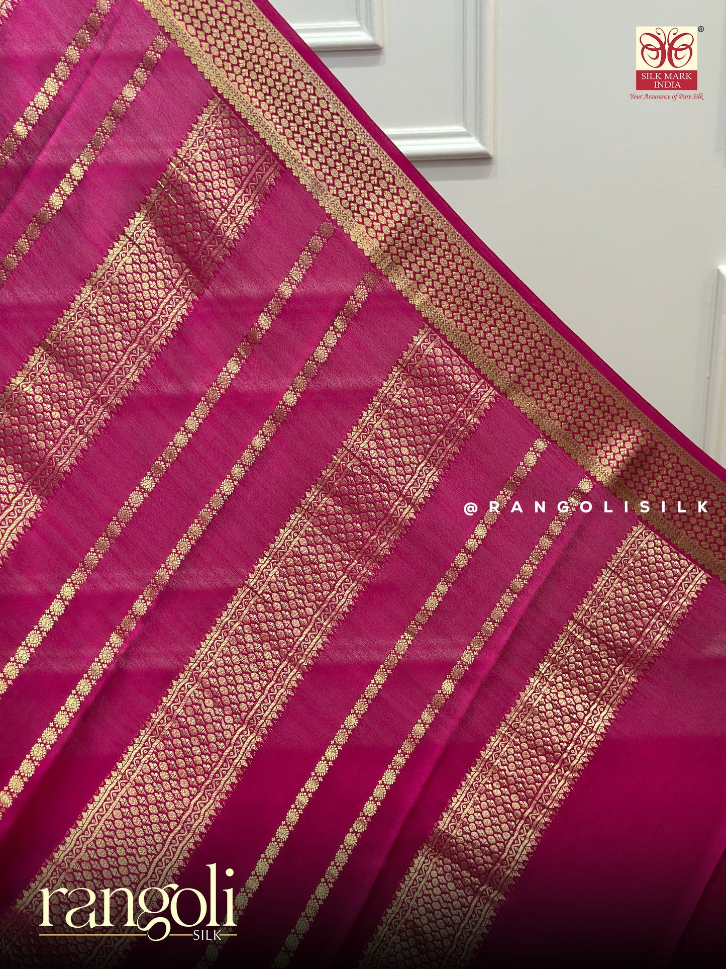 Pure Mysore Silk Crepe Saree – Royal Magenta Pink with Rich Gold Zari Work - Post 792