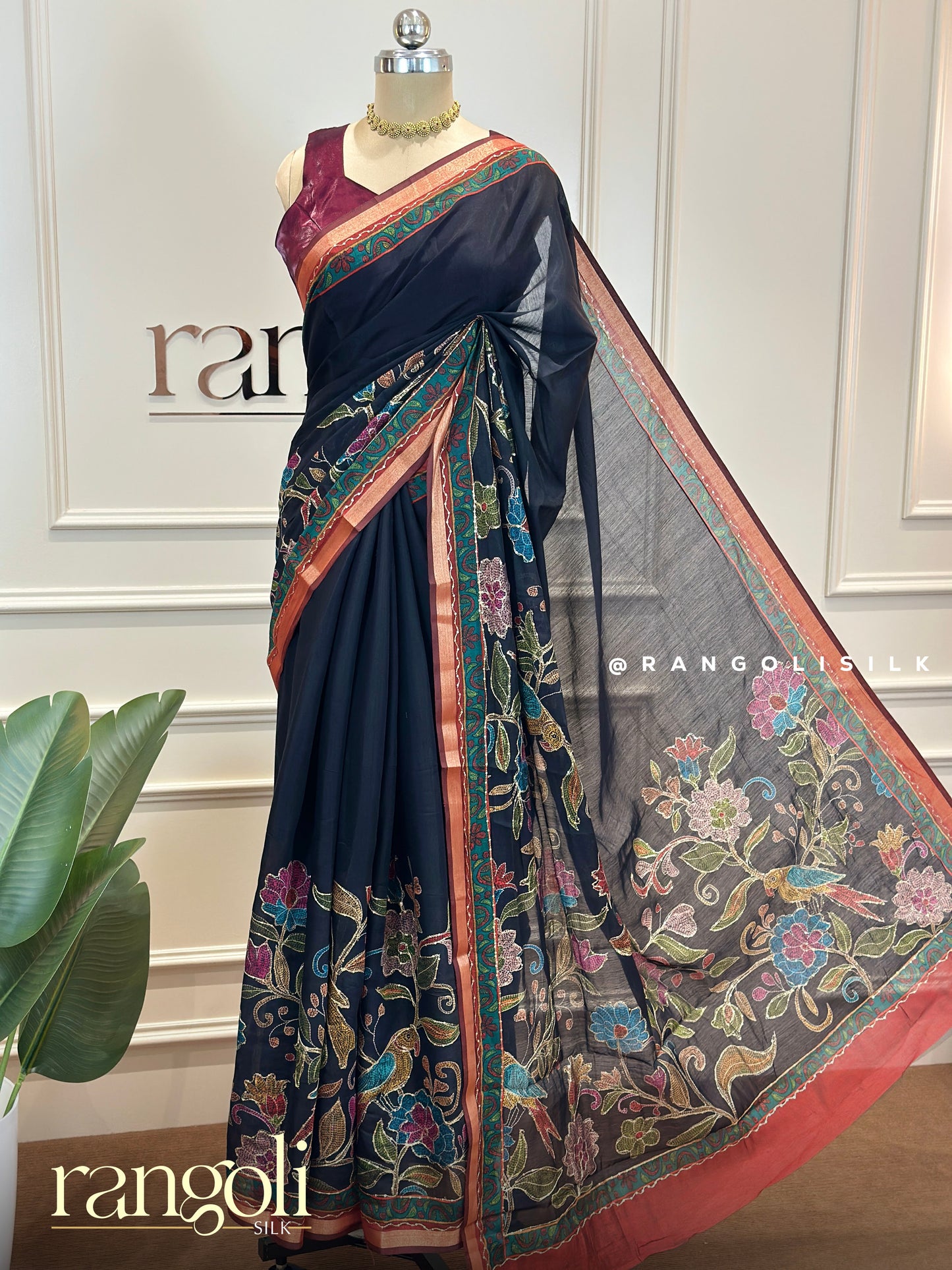 Elegant Floral Cotton Sarees in Earthy Tones with Contrast Borders - Post 718