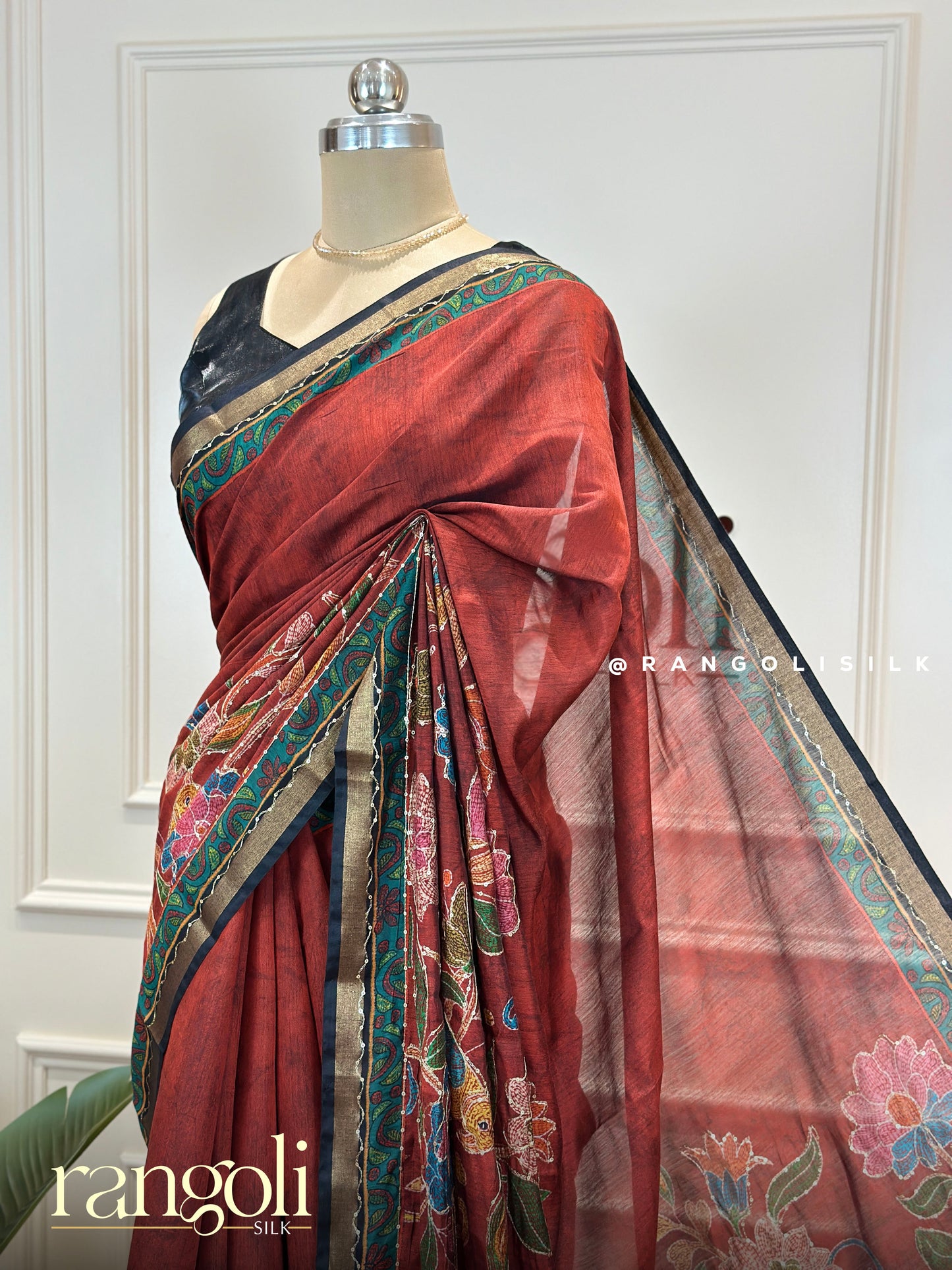 Elegant Floral Cotton Sarees in Earthy Tones with Contrast Borders - Post 718