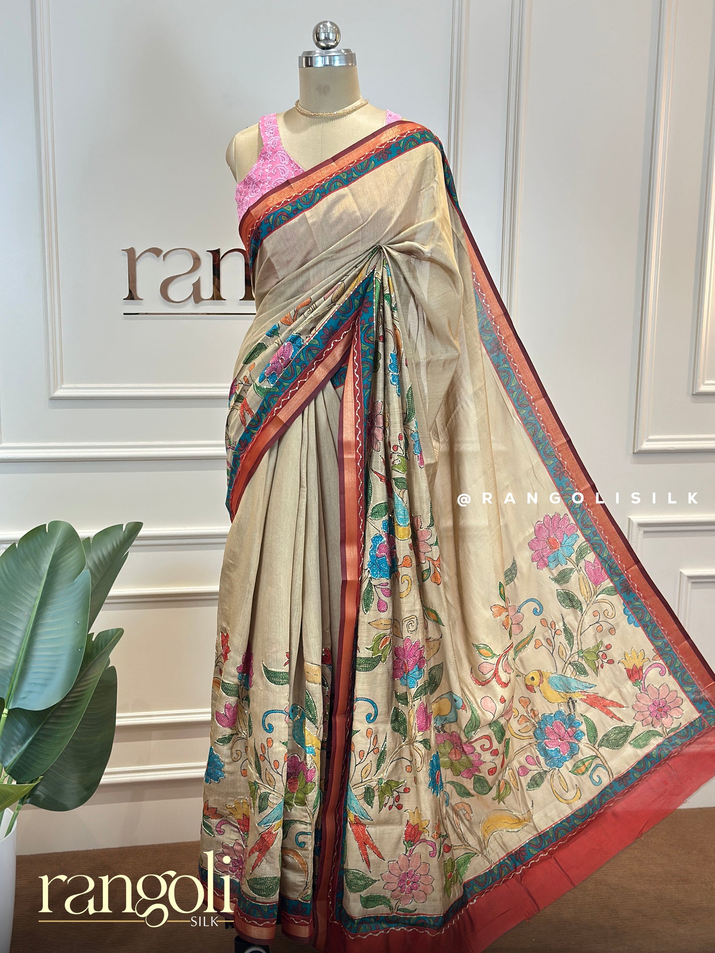 Elegant Floral Cotton Sarees in Earthy Tones with Contrast Borders - Post 718