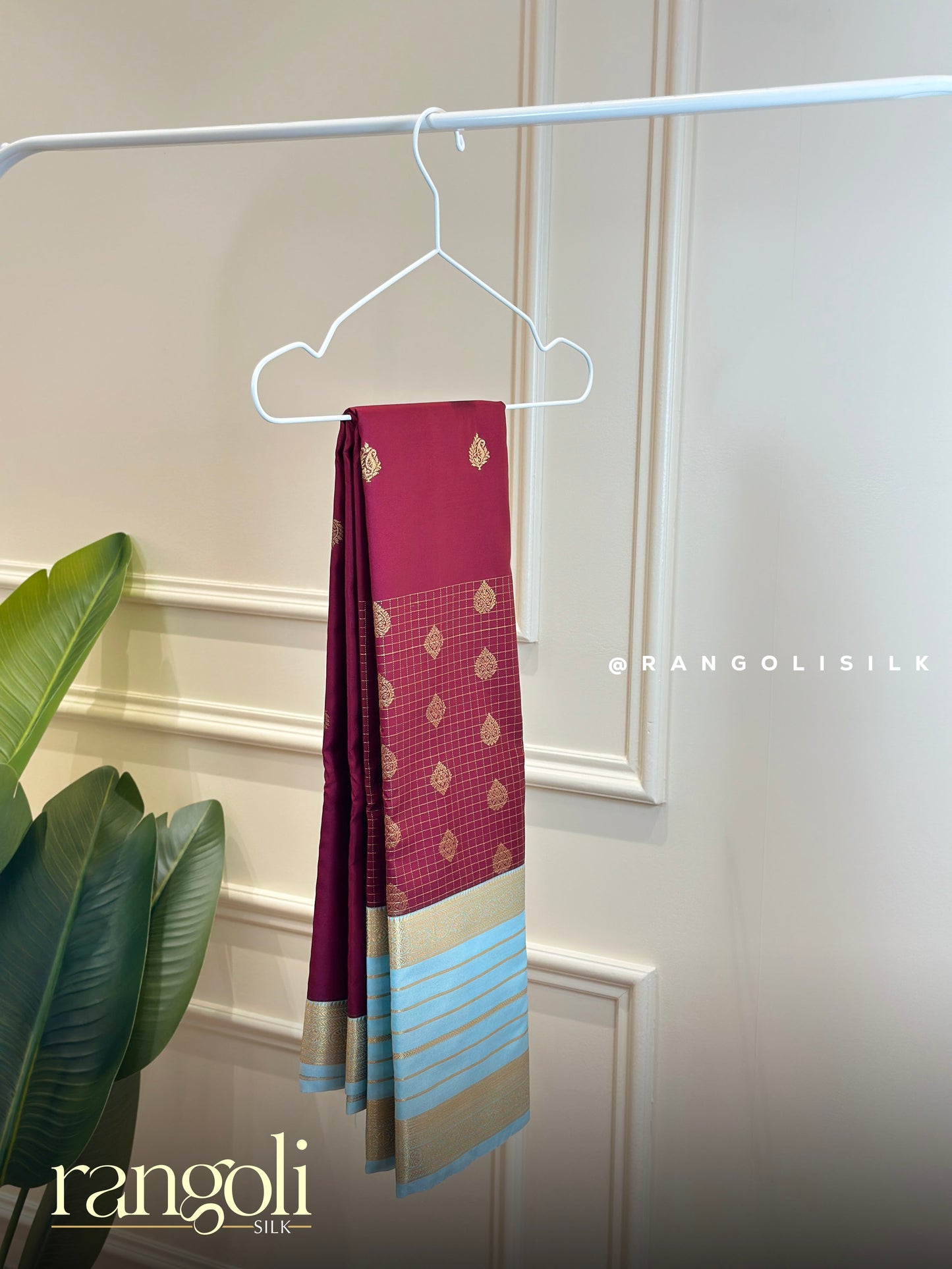 Semi Kanjivaram Silk Saree with Elegant Contrast Border - Post 909