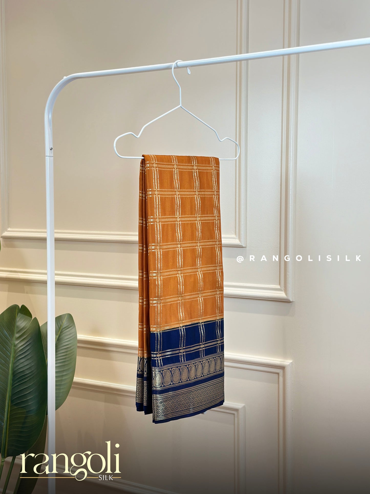 Semi Mysore Silk Saree with Classic Checks, Zari Border & Rich Pallu - Post 908