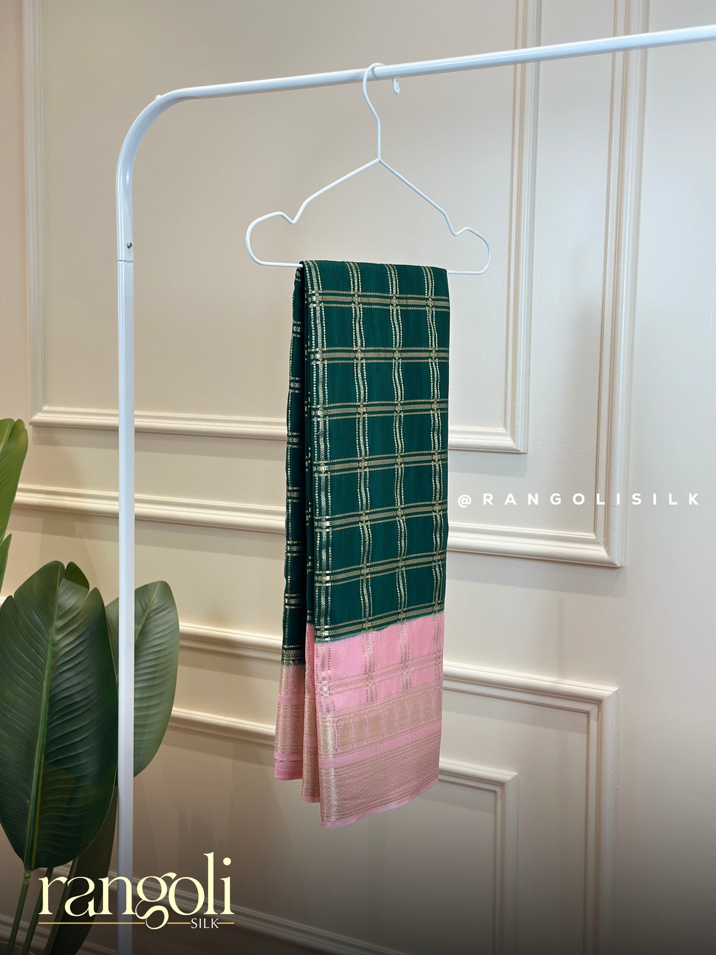 Semi Mysore Silk Saree with Classic Checks, Zari Border & Rich Pallu - Post 908