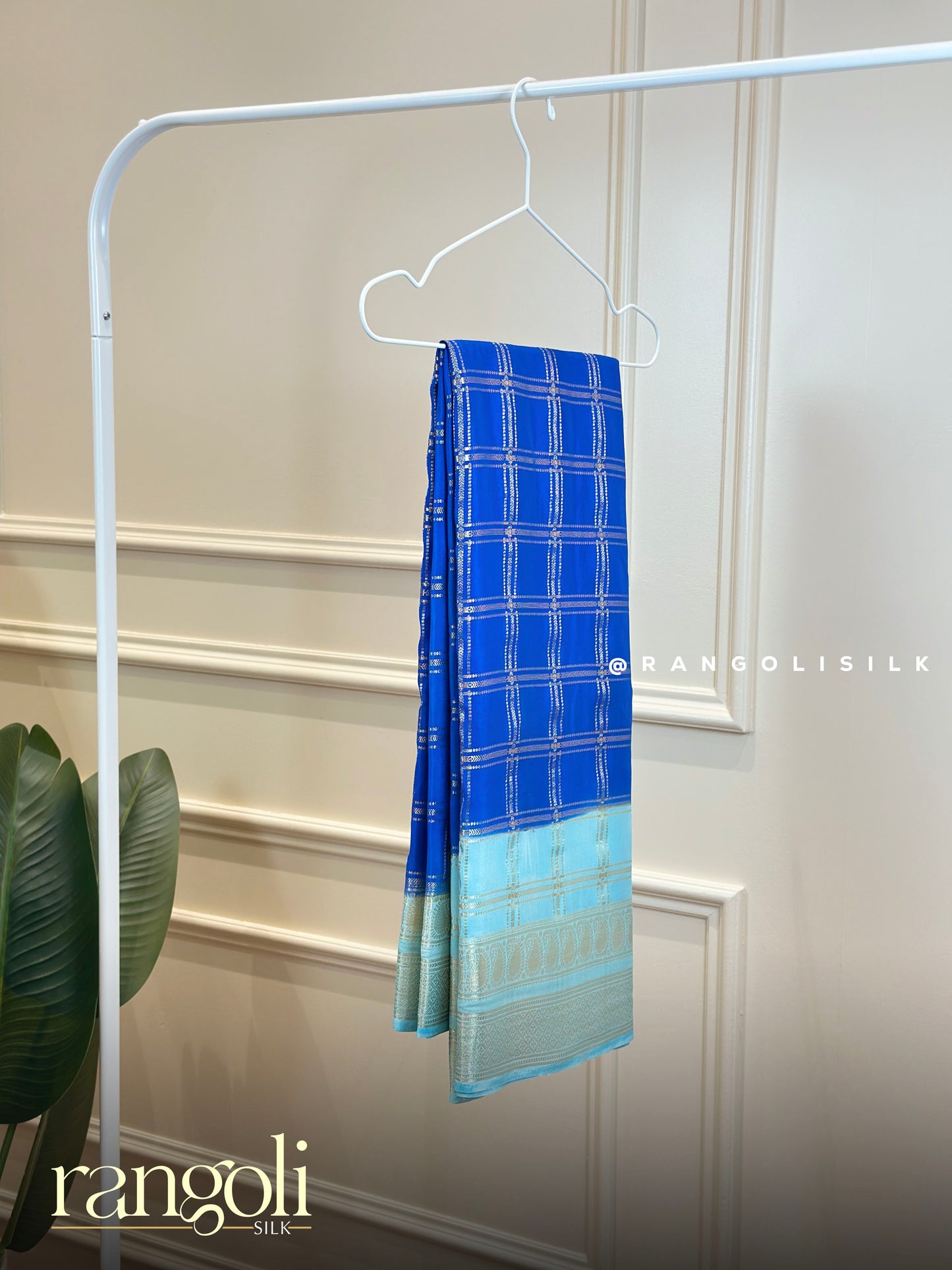 Semi Mysore Silk Saree with Classic Checks, Zari Border & Rich Pallu - Post 908