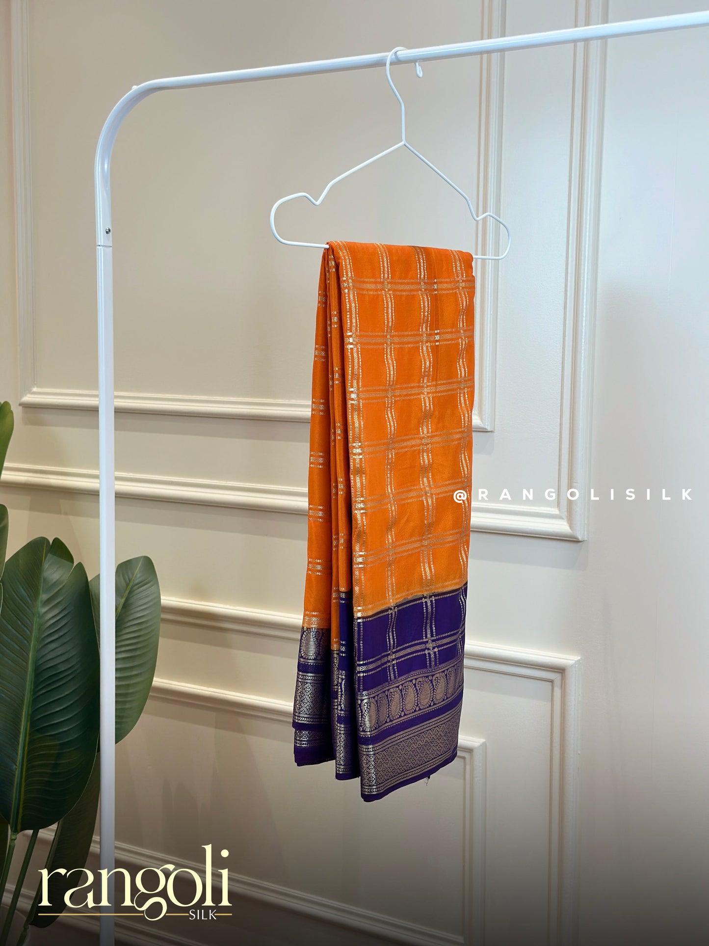 Semi Mysore Silk Saree with Classic Checks, Zari Border & Rich Pallu - Post 908