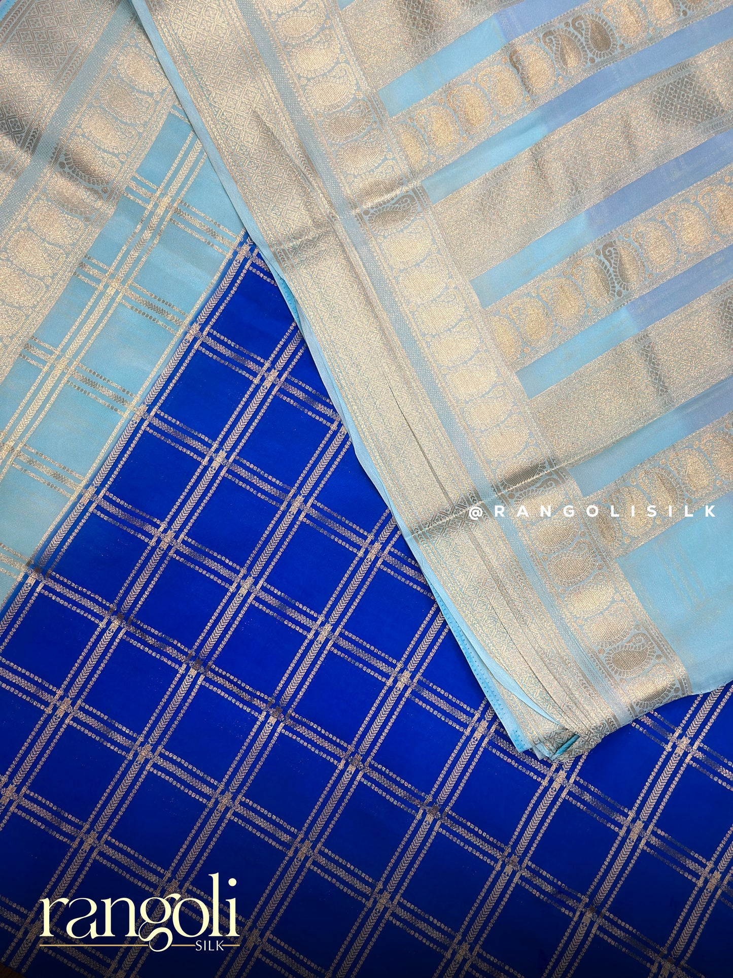 Semi Mysore Silk Saree with Classic Checks, Zari Border & Rich Pallu - Post 908