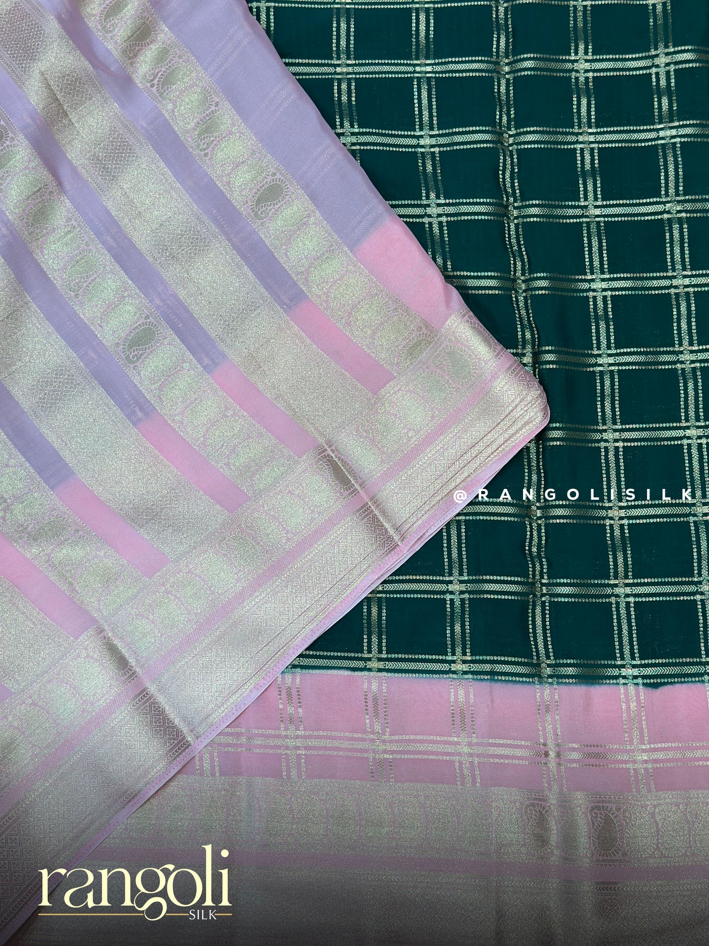 Semi Mysore Silk Saree with Classic Checks, Zari Border & Rich Pallu - Post 908