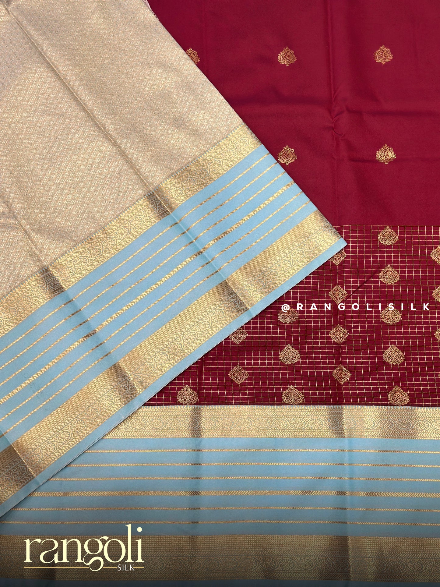 Semi Kanjivaram Silk Saree with Elegant Contrast Border - Post 909