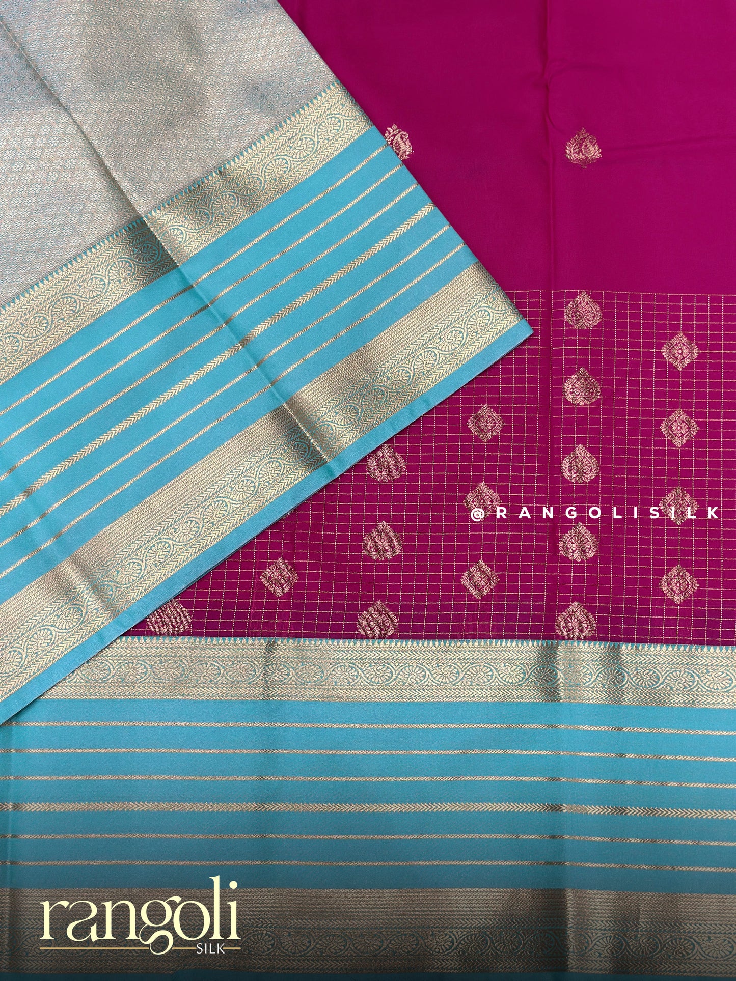 Semi Kanjivaram Silk Saree with Elegant Contrast Border - Post 909