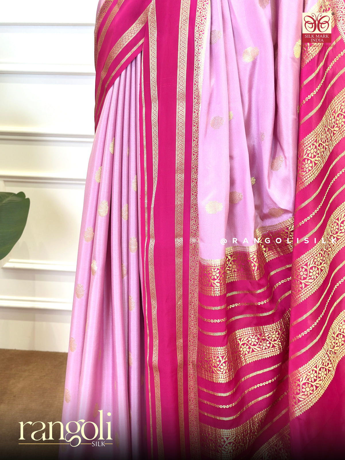 Pure Mysore Crepe Silk Saree -  Gandaberunda Motifs & Bentex Border - Silk Mark Certified - Post 1019