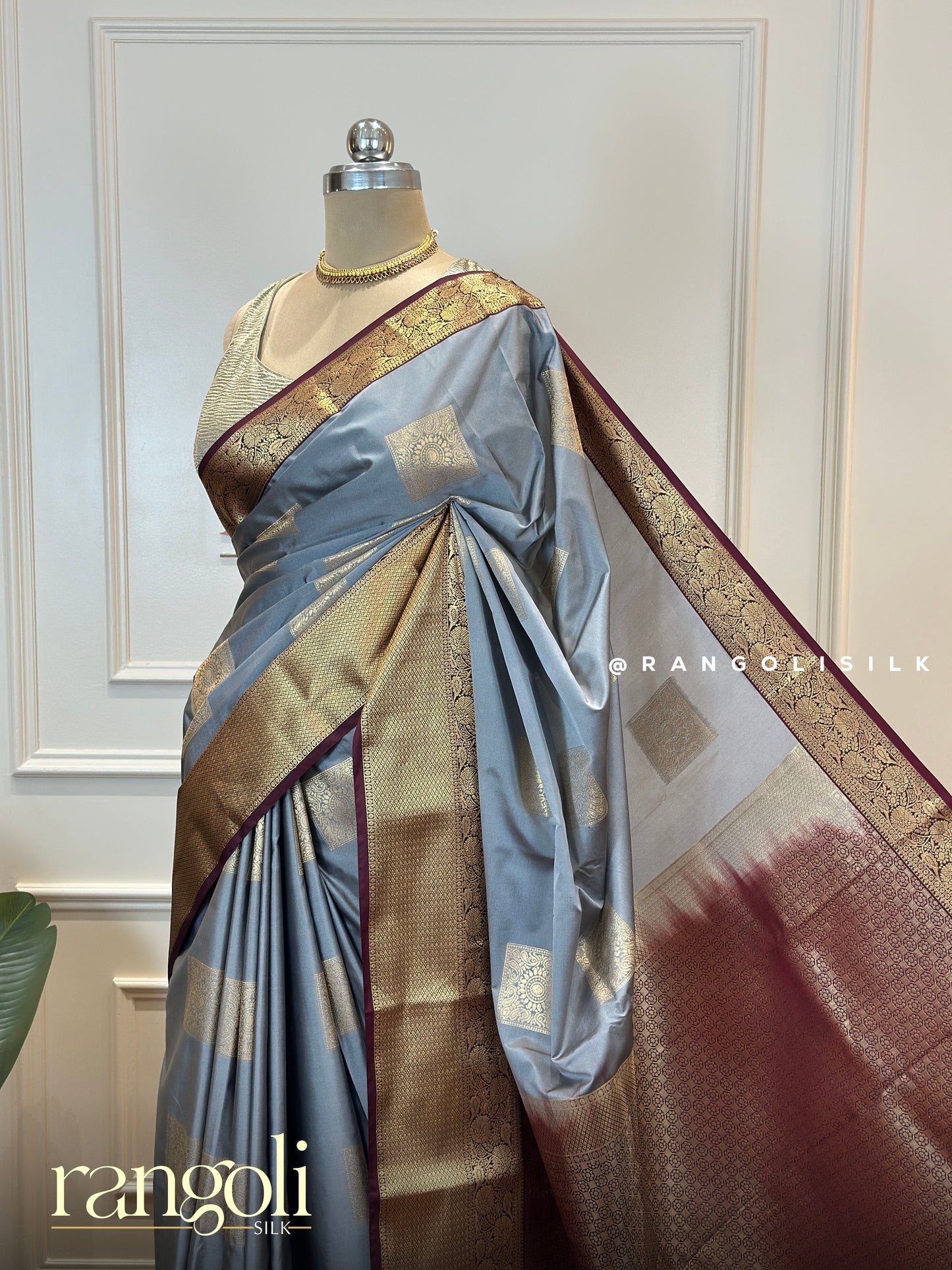 Elegant Semi Kanjivaram Silk Saree with Rich Zari Border – Post 613