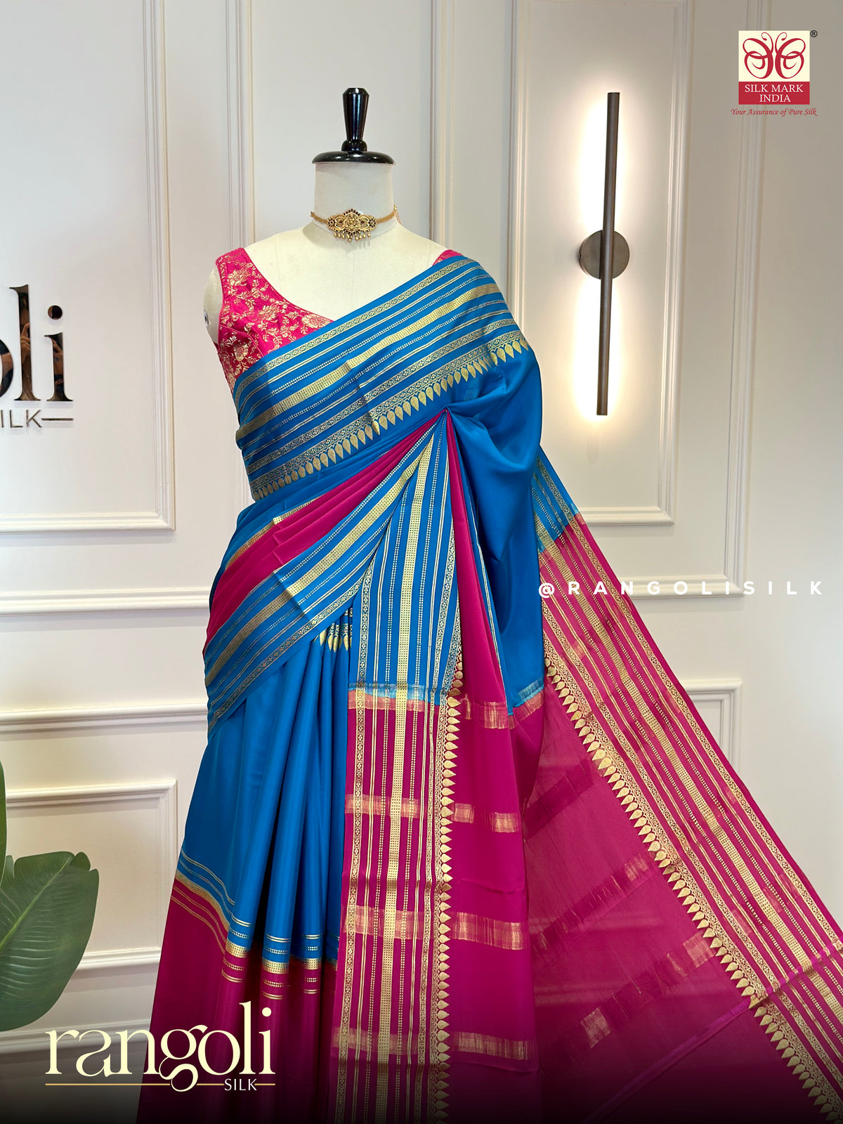 Pure Mysore Crepe Silk Sarees - Half & Half Pattern with Rich Border - Silk Mark Certified - Post 1024