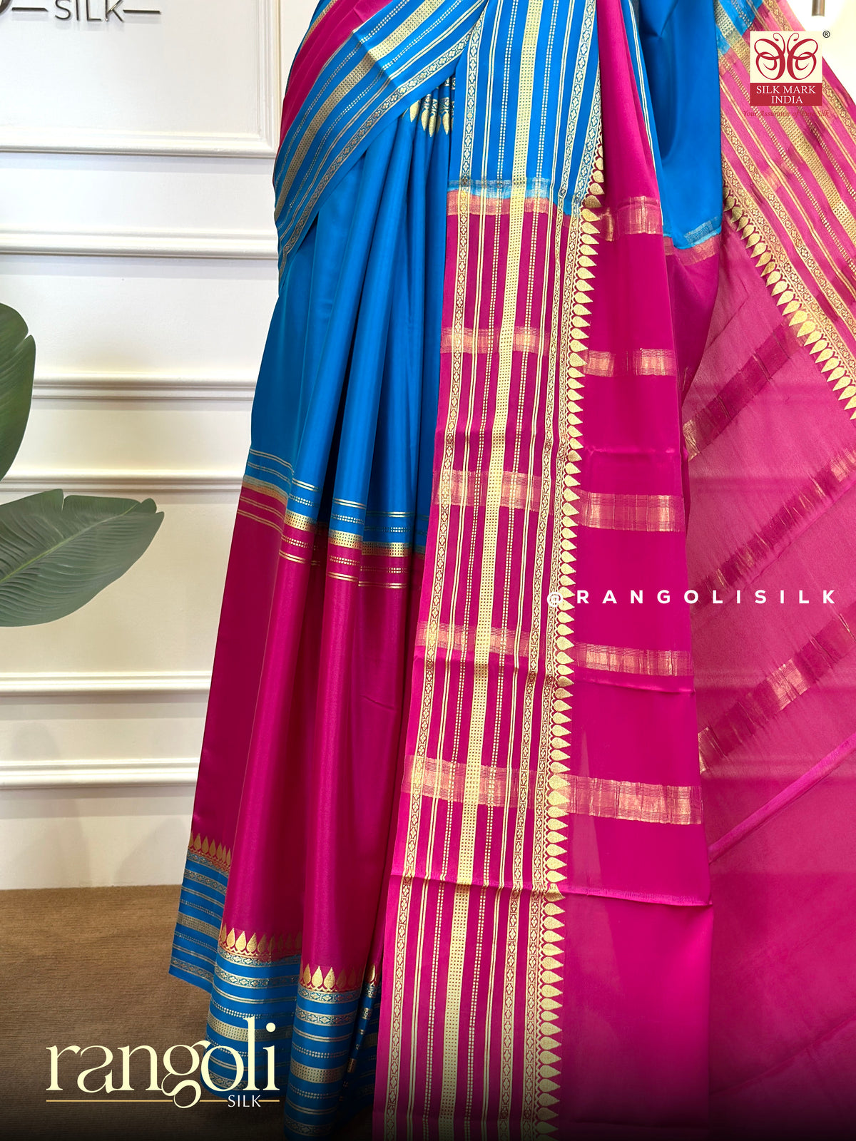 Pure Mysore Crepe Silk Sarees - Half & Half Pattern with Rich Border - Silk Mark Certified - Post 1024