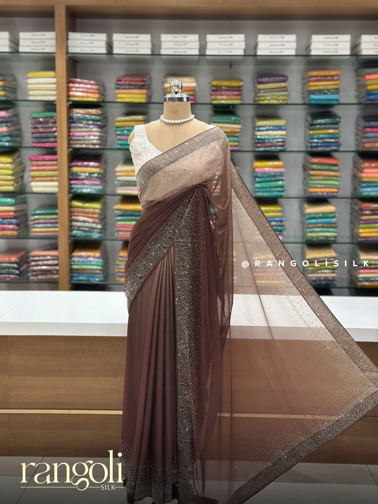 Designer Soft Net Saree with Stone & Sequin Work Border - Post 901