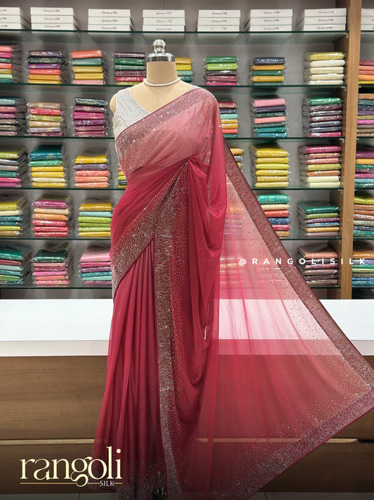Designer Soft Net Saree with Stone & Sequin Work Border - Post 901