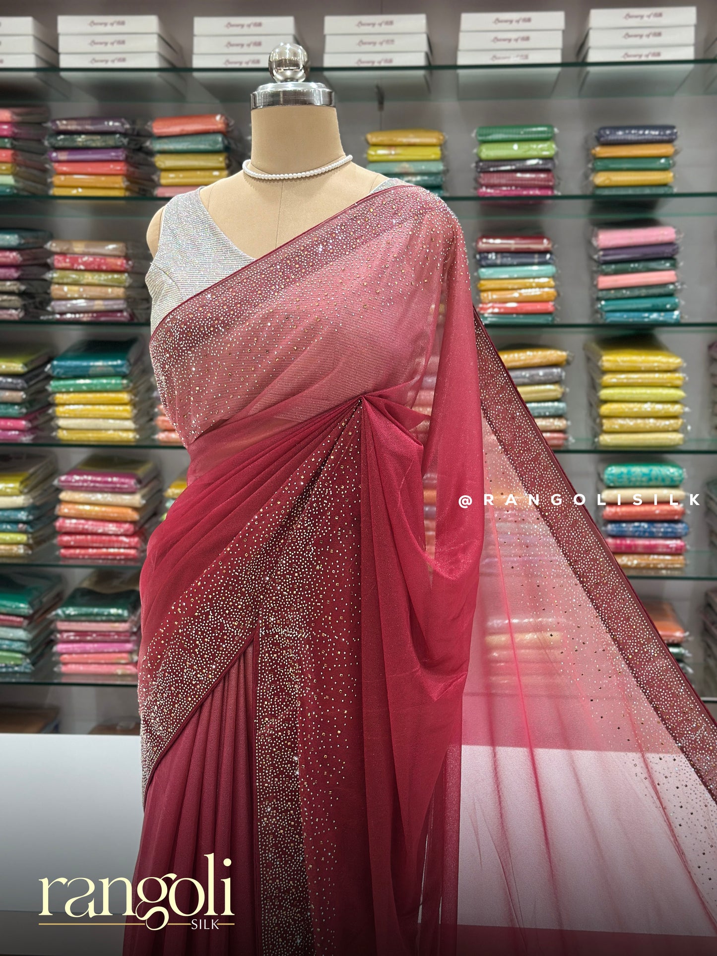 Designer Soft Net Saree with Stone & Sequin Work Border - Post 901
