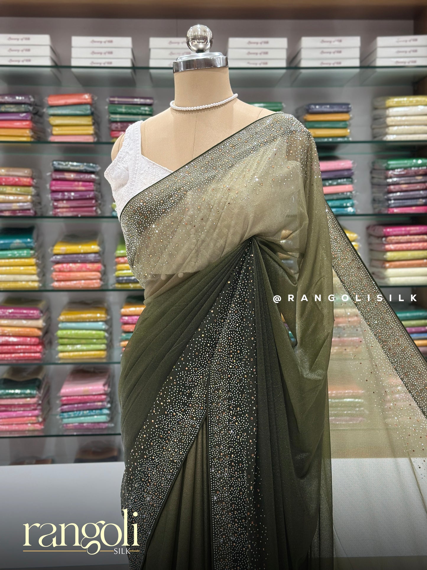 Designer Soft Net Saree with Stone & Sequin Work Border - Post 901