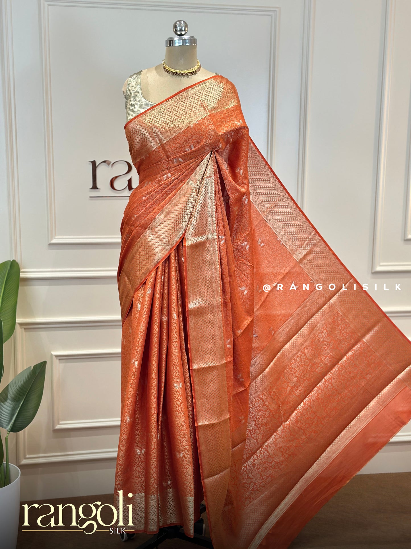 Semi Mysore Silk Crepe Saree with Brocade & Zari Work - Post 790