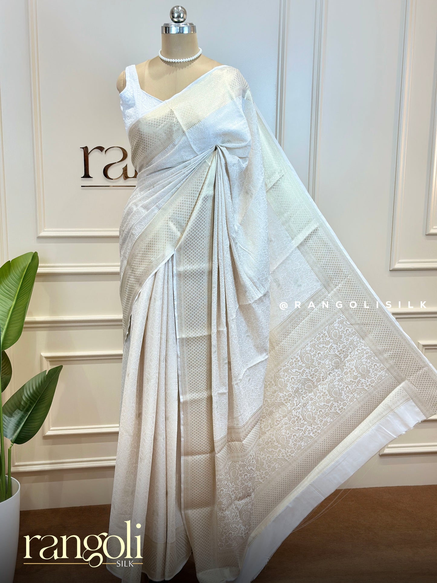 Semi Mysore Silk Crepe Saree with Brocade & Zari Work - Post 790