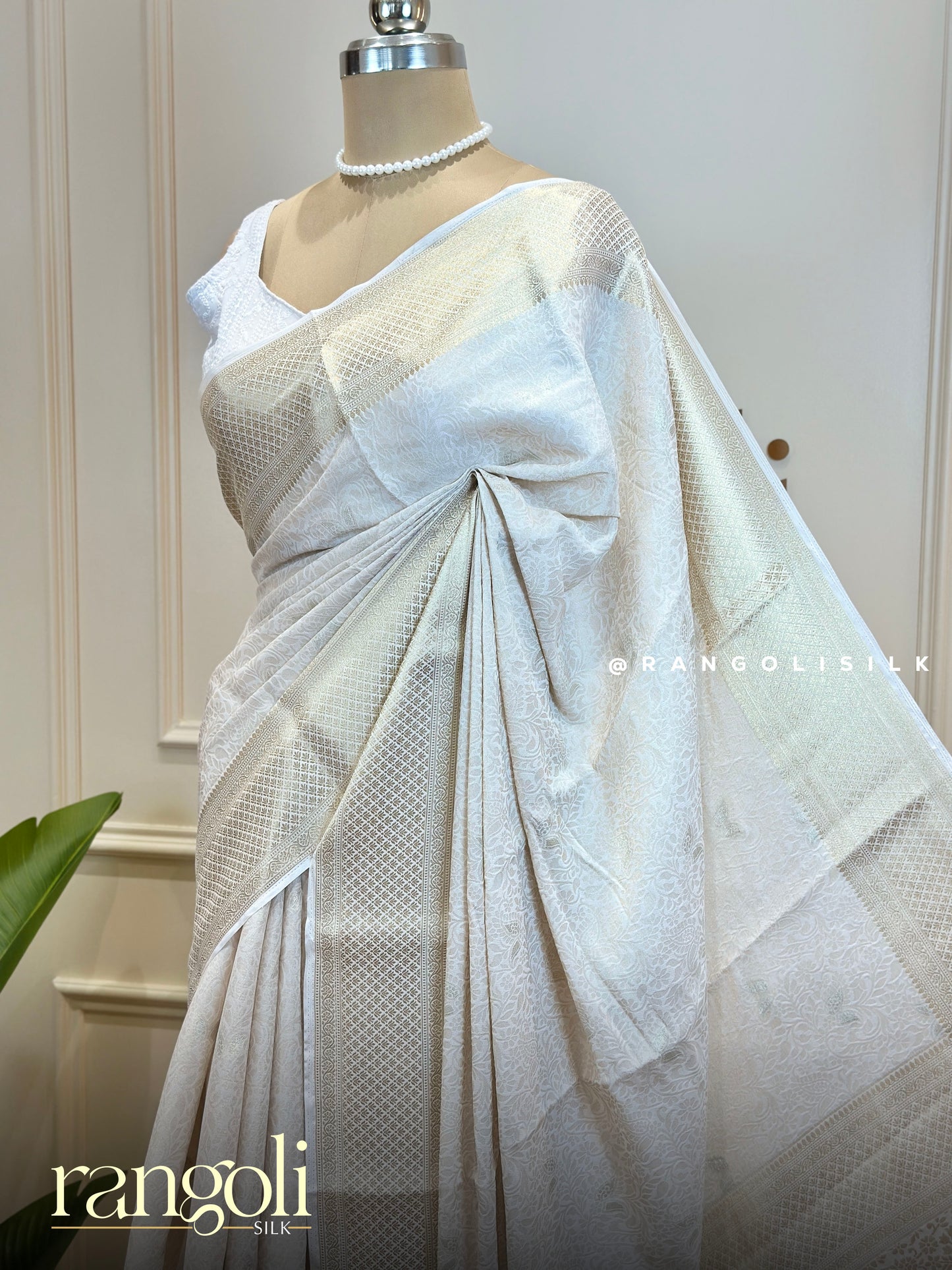 Semi Mysore Silk Crepe Saree with Brocade & Zari Work - Post 790