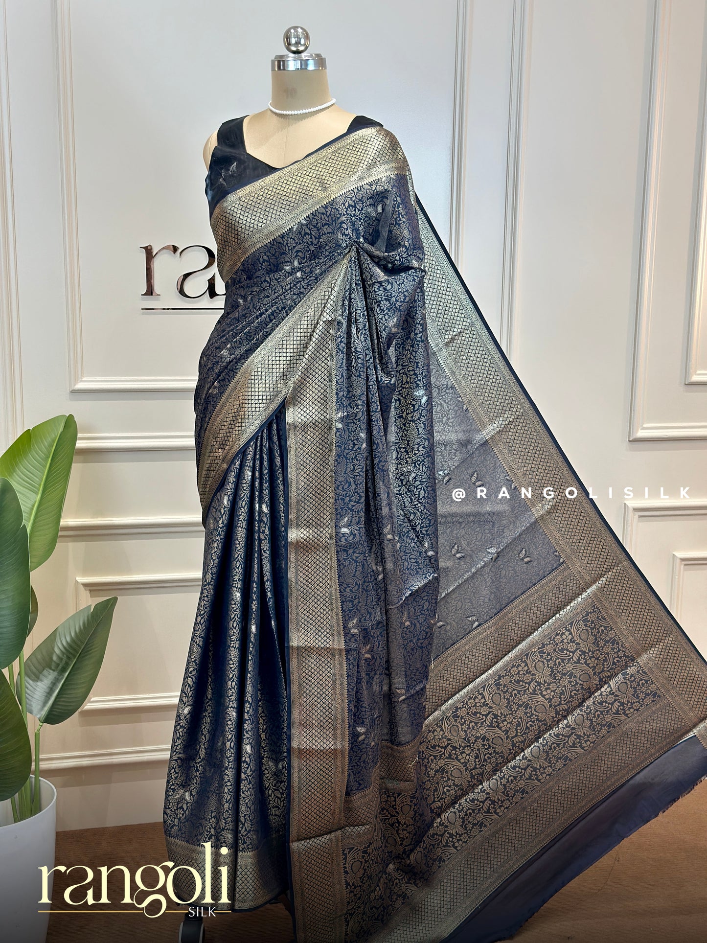 Semi Mysore Silk Crepe Saree with Brocade & Zari Work - Post 790